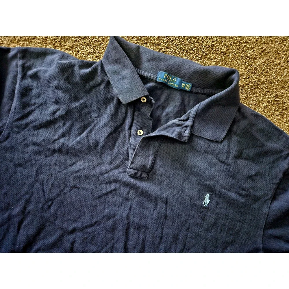 POLO‎ RALPH LAUREN Mens 3XB 3G BIG Blue Navy Collared POLO
